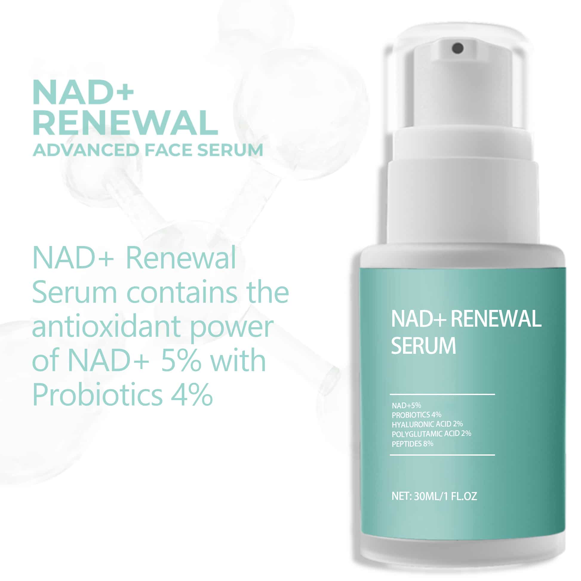 private label nad+ renewal facial serum